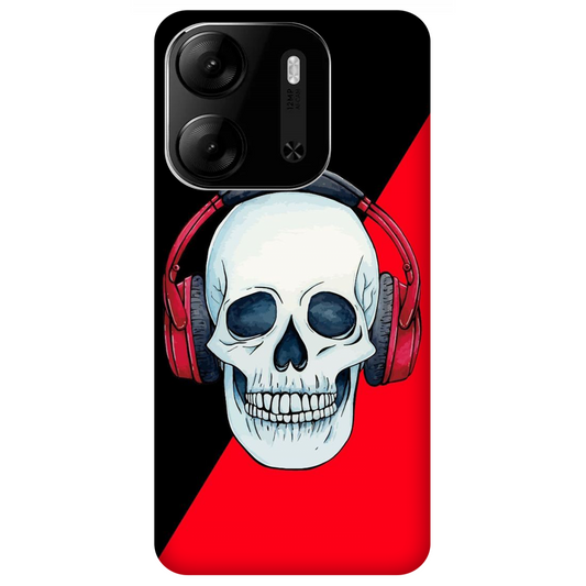 Red Headphones on Blurred Face Case Tecno Pop 7 Pro