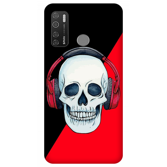 Red Headphones on Blurred Face Case Tecno Spark 5