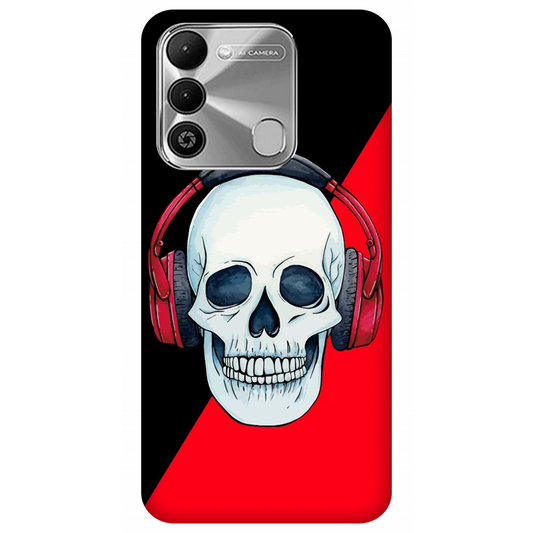 Red Headphones on Blurred Face Case Tecno Spark 9