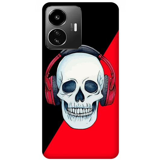 Red Headphones on Blurred Face Case Vivo iQOO Z6 Lite 5G