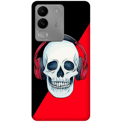 Red Headphones on Blurred Face Case Vivo V29e 5G