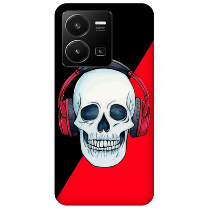 Red Headphones on Blurred Face Case Vivo Y35