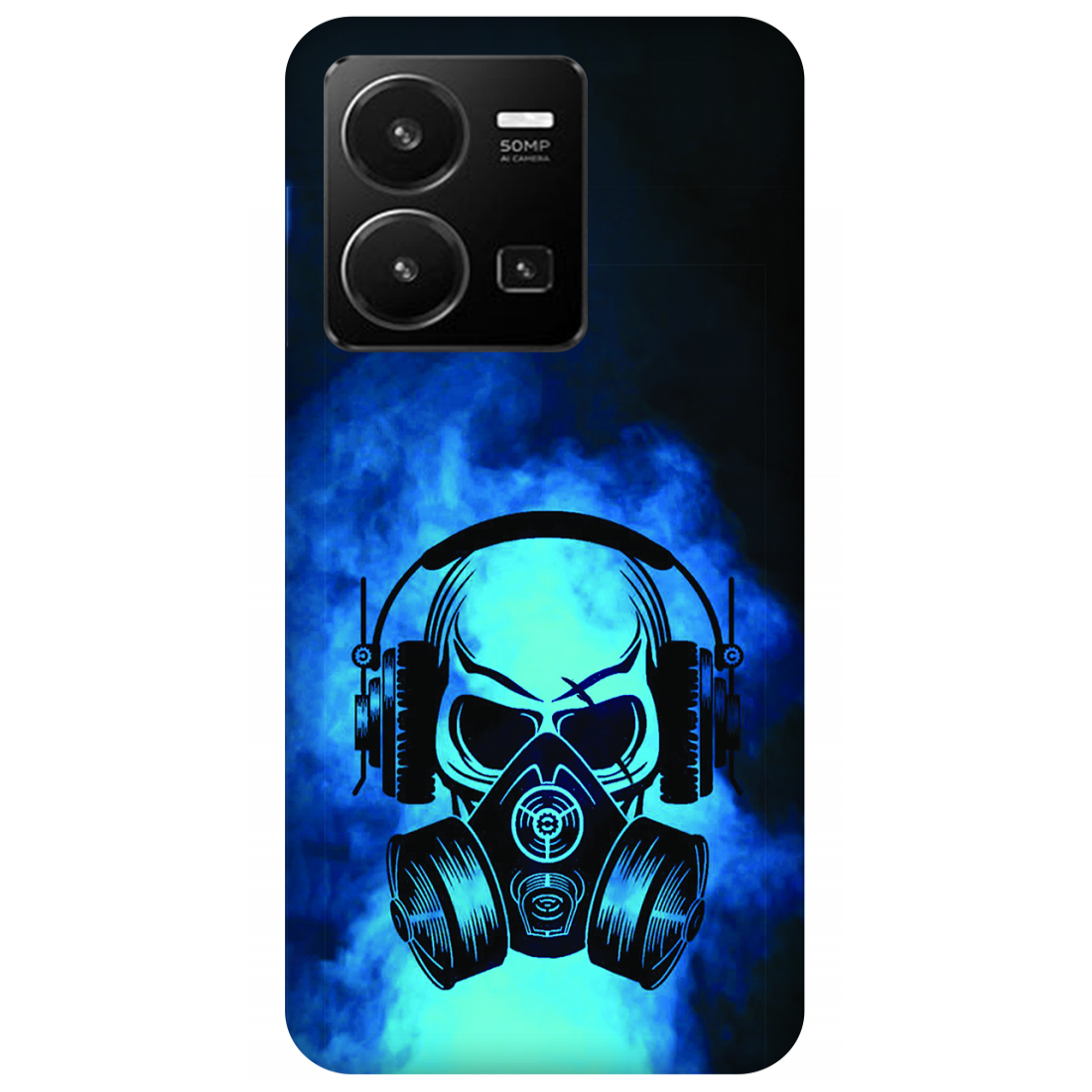 Skull in Gas Mask with Headphones Case Vivo Y35